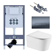 SET AQUATEK ОБЕРОН T PNS009 (рама AQUATEK INSP-0000001 с клавишей PNS-0000009 и крепежом KKI-0000016+унитаз ОБЕРОН AQ1365T-00, тонкое сиденье sc)