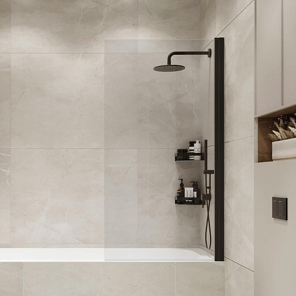 Шторка на ванну распашная Terminus Ното 150х70, черный