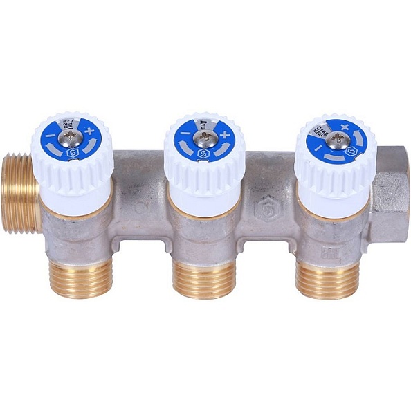 Коллектор распределительный STOUT 3/4" , 3 отвода 1/2" плоское уплотнение (SMB 6852 341203)