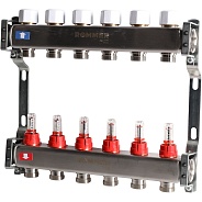 Коллектор Rommer 1"x3/4" на 6 контуров с расходомерами (нерж. сталь) (RMS-1200-000006)