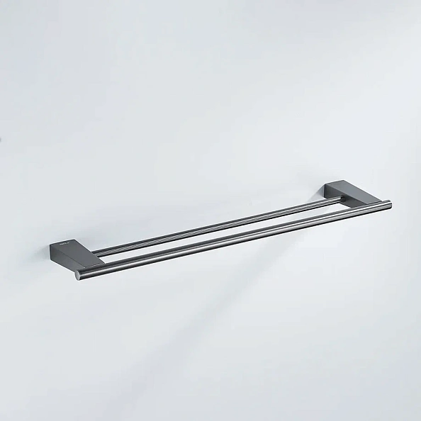 Полотенцедержатель двойной Shevanik SG5727T, оружейная сталь