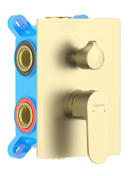 AQ1247BG ОБЕРОН смеситель для ванны 3 режима (внешняя и скрытая часть), шлиф. золото