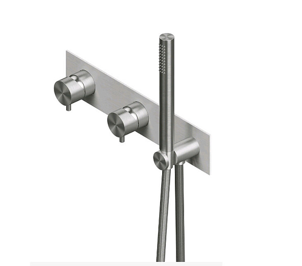 Смеситель для душа Quadro design Source, на 2 потребителя, сталь шлифованная/брашированная (13 68R.00 AS)