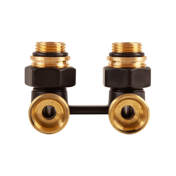 Узел подключения радиатора H-образный Arrowhead Element, угловой, 3/4"- 1/2" (черный)