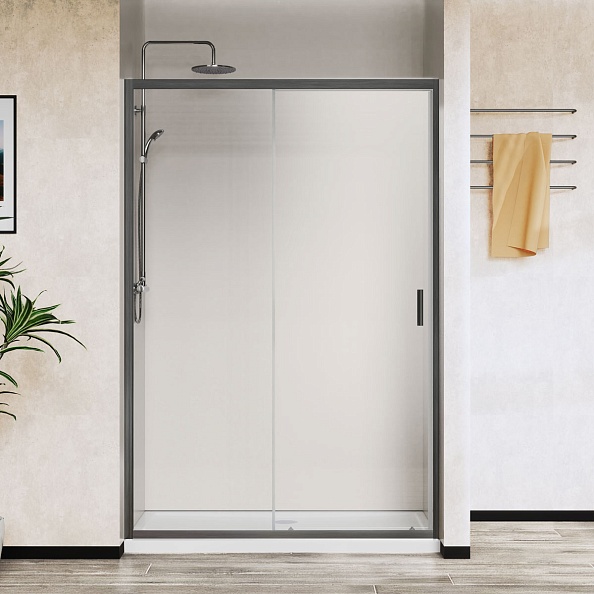 Душевая дверь Vincea City (VDS-5CT110CLGM) 1100х1950 мм, вороненая сталь, стекло прозрачное