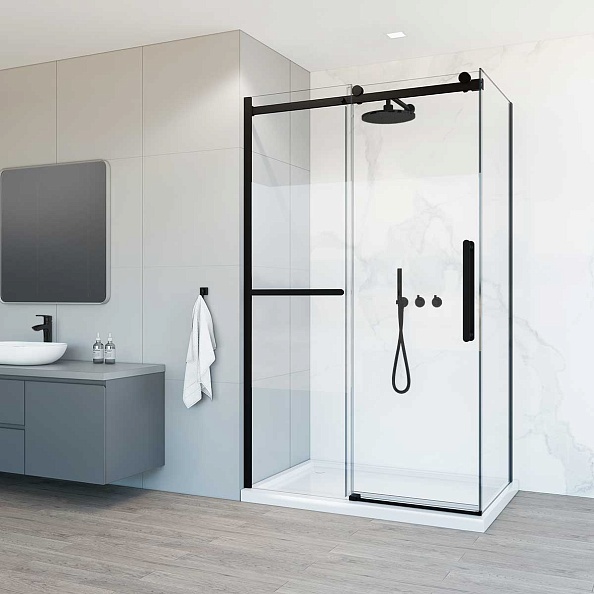 Душевой уголок Vincea Como Soft (VSR-1CS9012CLB) 1200х900 мм, черный, стекло прозрачное