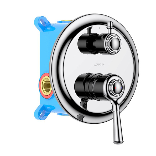 Смеситель для ванны AQUATEK КЛАССИК, 2 режима, внешняя и скрытая часть, хром AQ1546CR