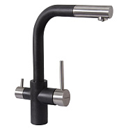 Смеситель для кухни с выдвижным изливом и подключением фильтра Florentina КРИСТАЛЛ 333.32H.2123.102, черный