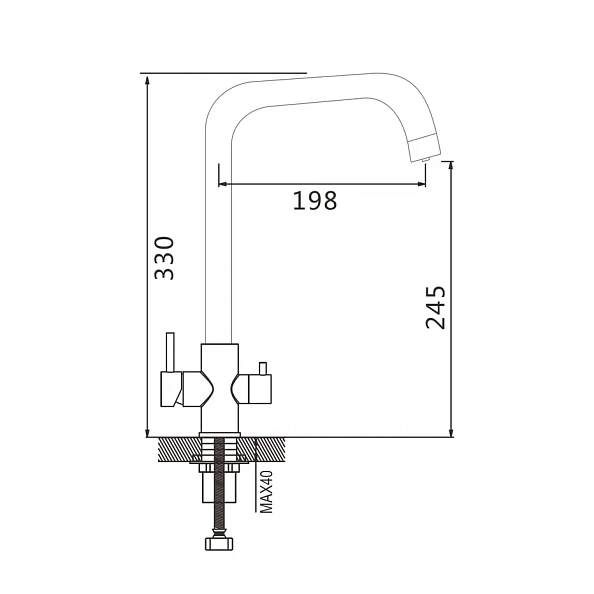 Смеситель для кухни с подключением фильтра Shevanik S228L, сатин