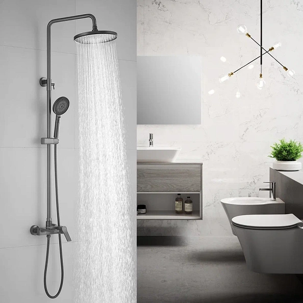 Душевая система Shevanik S8336T, оружейная сталь