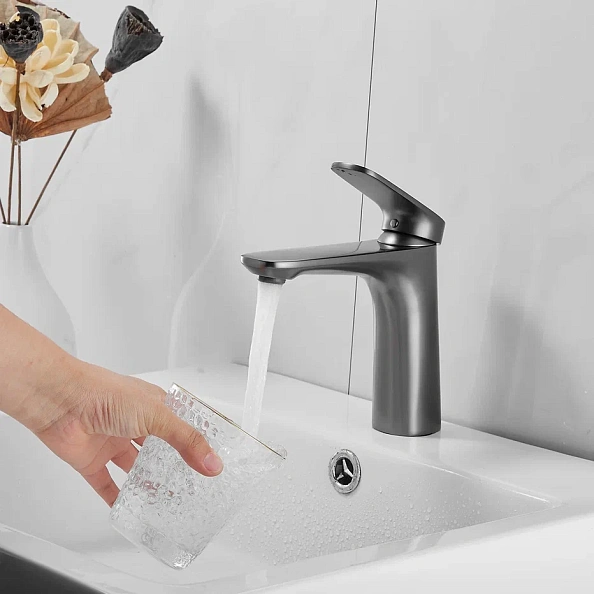 Смеситель для раковины Shevanik S8501T, оружейная сталь