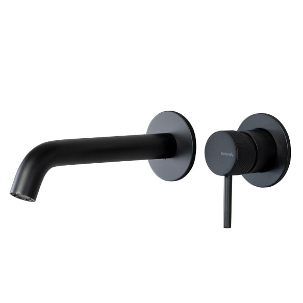 Смеситель для раковины Splendy Passion настенный встраиваемый черный матовый (PA201205UK2BM)