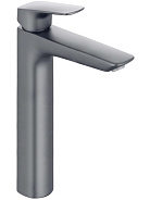 AQ1004BGM ВЕГА смеситель для раковины высокий 227 без донного клапана, оружейная сталь