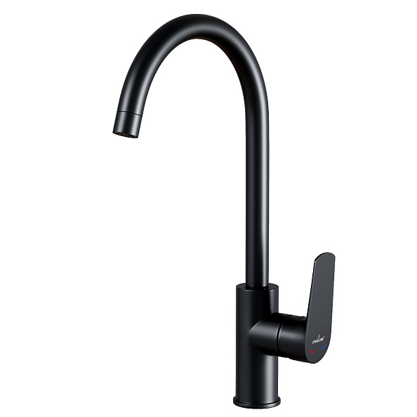 Смеситель для кухни 35k MIXLINE МЛ14-032(ML14-032BL)выс.излив б/отв бок.п/гайку ЧЕРНЫЙ(без подводки) (556615)