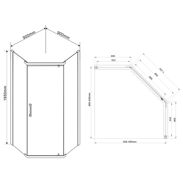 Душевой уголок Vincea Stresa (VSP-1S900CLG) 900х900 мм, брашированное золото, стекло прозрачное