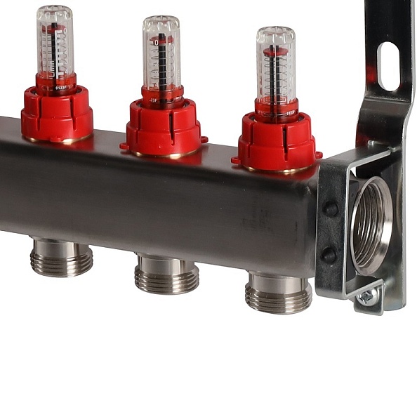 Коллектор Rommer 1"x3/4" на 12 контуров с расходомерами (нерж. сталь) (RMS-1200-000012)