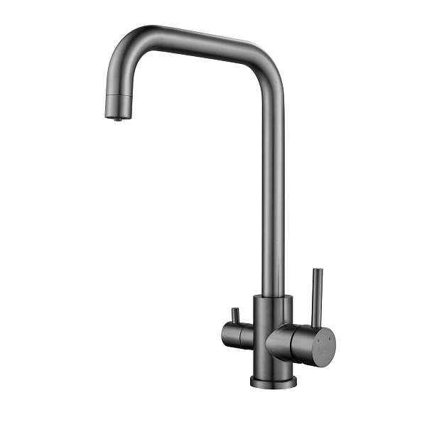 Смеситель для кухни с подключением фильтра воды Raffine F118T, оружейная сталь