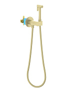 AQ1024BG ОБЕРОН комплект для гигиенического душа встроенный (смеситель c прогрессивным картриджем + гигиеническая лейка + шланг), шлиф. золото
