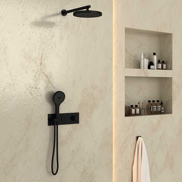 Душевой комплект Vincea VSFW-422T2MB встраиваемый, термостатический, 2 режима, черный