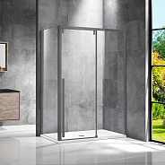 Душевой уголок Vincea Lugano (VSR-1L9012CLGM-1) 1200х900 мм, вороненая сталь, стекло прозрачное
