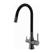 Смеситель для кухни BELZ корпус оружейная сталь излив черный (B76814-3)