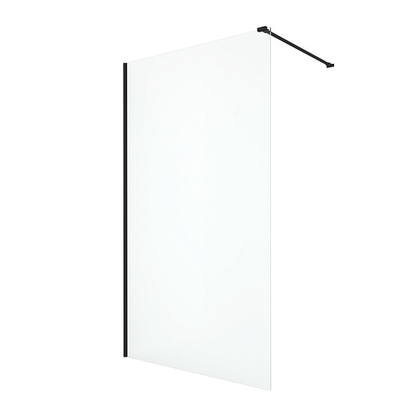 AQ WIW 12020BL Душевая перегородка AQUATEK Walk in с держателем 1200x2000 профиль черный, стекло прозрачное