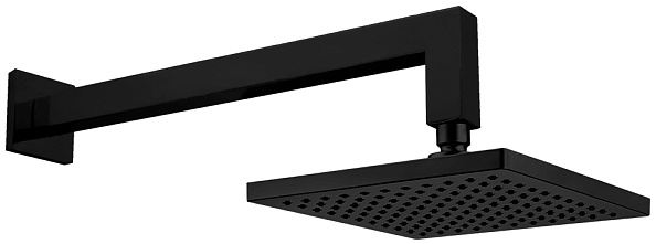 Квадратный верхний душ с держателем E.C.A. TIERA 200x200 мм матовый черный 102145031C1EX