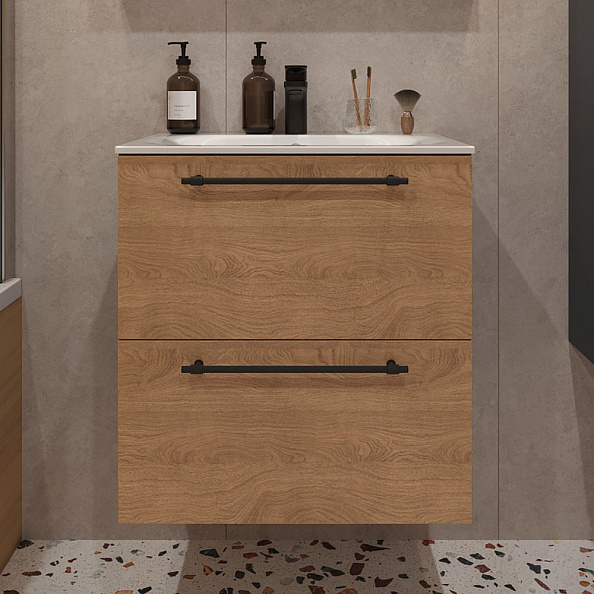 Тумба с раковиной подвесная (60см) Terminus Venta VEN10602300001O, шпон/дуб