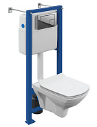 Комплект Cersanit  CARINA XL CO DPL EO slim инсталляция VECTOR кнопка CORNER пластик хром глянцевый (64441)