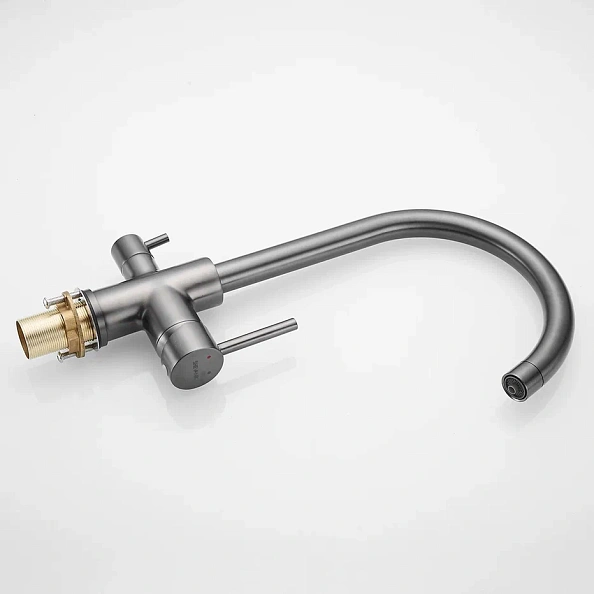 Смеситель для кухни с подключением фильтра Shevanik S128T, оружейная сталь