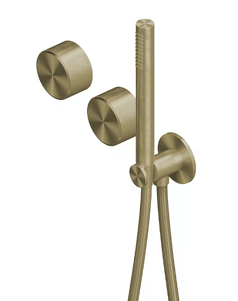 Смеситель для душа Quadro design Stereo, на 2 потребителя, золото светлое (16 68 OC)