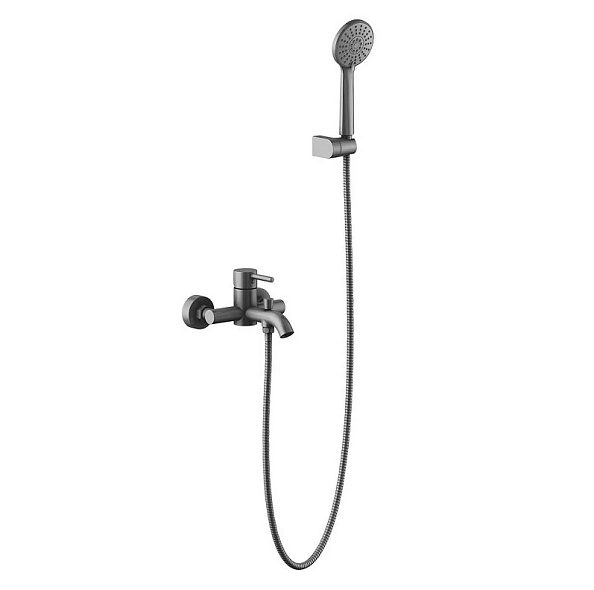 AQ1349BGM ЕВРОПА смеситель для ванны с душевым набором, шлиф. черный хром