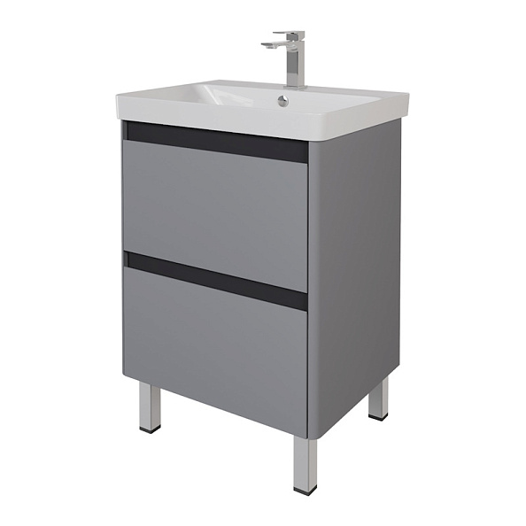 Тумба с раковиной подвесная/напольная Dreja Luxury Plus 60 см, серый базальт