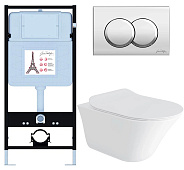 E28079RU-CP Унитаз c инсталляцией Vive, сиденье тонкое микролифт, панель для двойного смыва, хром (E36495-NF+E36496-CP+E28078+28781IN-0)