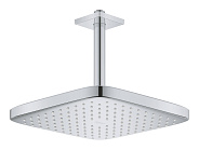26688000 Tempesta CUBE 250 Верхний душ , квадратный (низ-хром, верх-белый) + Душевой кронштейн потолочный 142 мм, хром