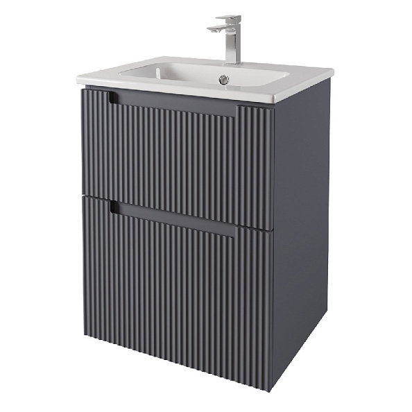 Тумба с раковиной подвесная Dreja Euphoria 60 см, серый базальт