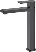 AQ1404MB ЛИРА смеситель для раковины высокий 237, без донного клапана, матовый черный