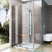 PPS-100 белая+транспарент, PIVOT жесткая душевая стенка