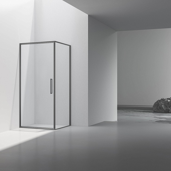 Душевой уголок Vincea Slim 8mm (VSR-4SLP9010CLGM) 1000х900 мм, вороненая сталь, стекло прозрачное