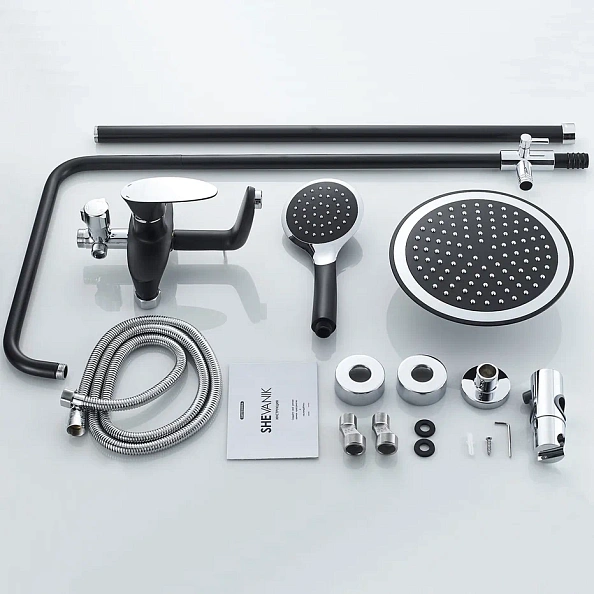 Душевая система Shevanik S9836H, черный/хром