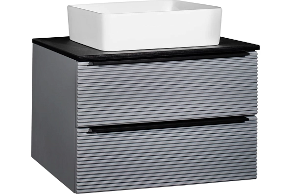 Тумба Runo Орлеан 70 серый чёрный подвесная под накладной умывальник (00-00002021)