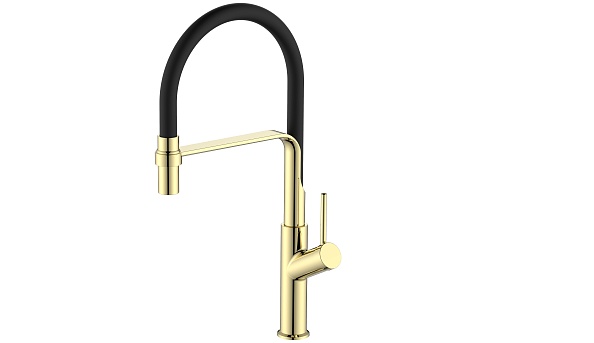 Смеситель для кухни ESKO гибкий излив черный, Gold (K50GB)