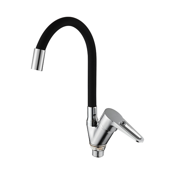 Смеситель для кухни с гибким изливом D-Lin D150303-1, хром/черный