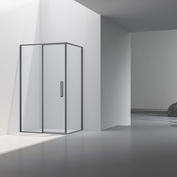 Душевой уголок Vincea Slim 8mm (VSR-4SLP9012CLGM) 1200х900 мм, вороненая сталь, стекло прозрачное