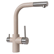 Смеситель для кухни с выдвижным изливом и подключением фильтра Florentina КРИСТАЛЛ 333.32H.2123.107, песочный