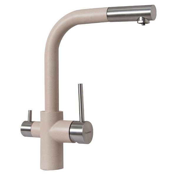 Смеситель для кухни с выдвижным изливом и подключением фильтра Florentina КРИСТАЛЛ 333.32H.2123.107, песочный