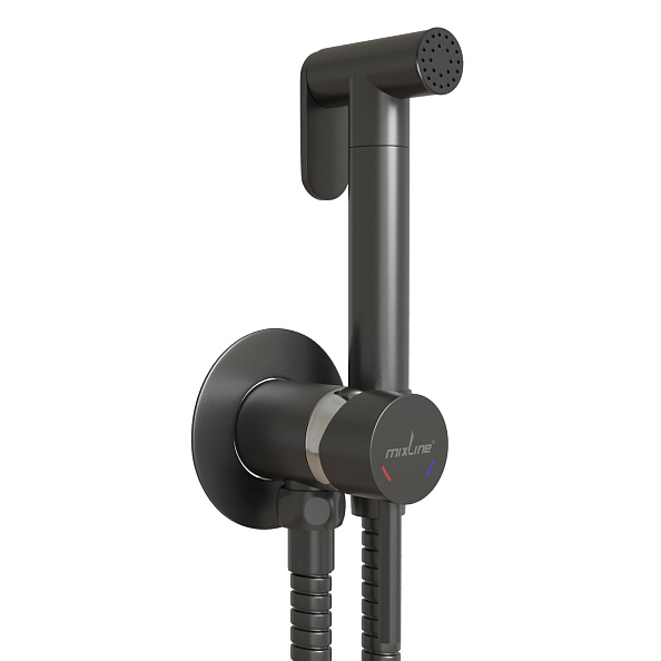 Смеситель с гигиенической лейкой 25k MIXLINE МЛ31-081Г(ML31-081GR) "Рей" встраиваемый ГРАФИТ (556670)