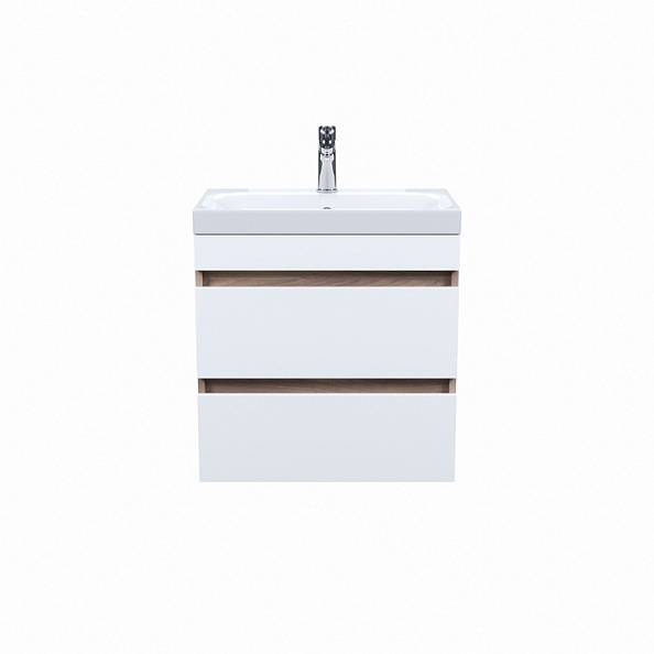 Тумба с умывальником IDDIS подвесная с ящиками 60 см белая/под дерево Zodiac (ZOD6AB0i95K)