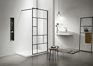 AQ WIW Print 10020BL Душевая перегородка Walk in, с держателем 1000x2000 проф. черный, стекло прозрачное черный принт ПРОДАЕМ ИЗ НАЛИЧИЯ