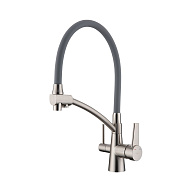 Смеситель Raglo R80.621.05 для кухни с подключением к фильтру съёмный гибкий излив, сатин